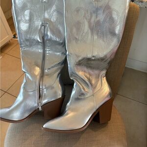 Elegant Silver Heeled Boots